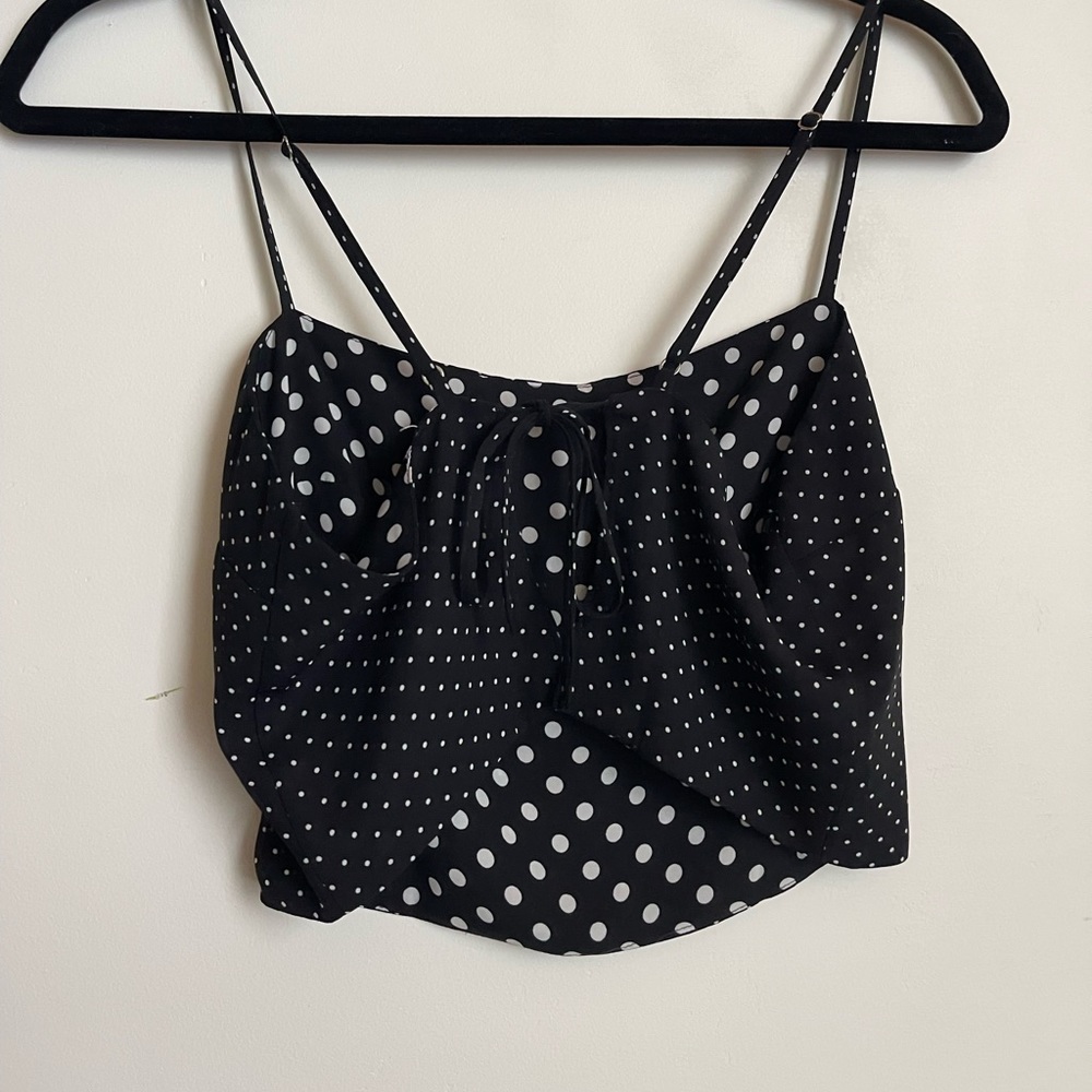 Free People Black and White Reversible Polka Dot Crop Top - Picture 2 of 4